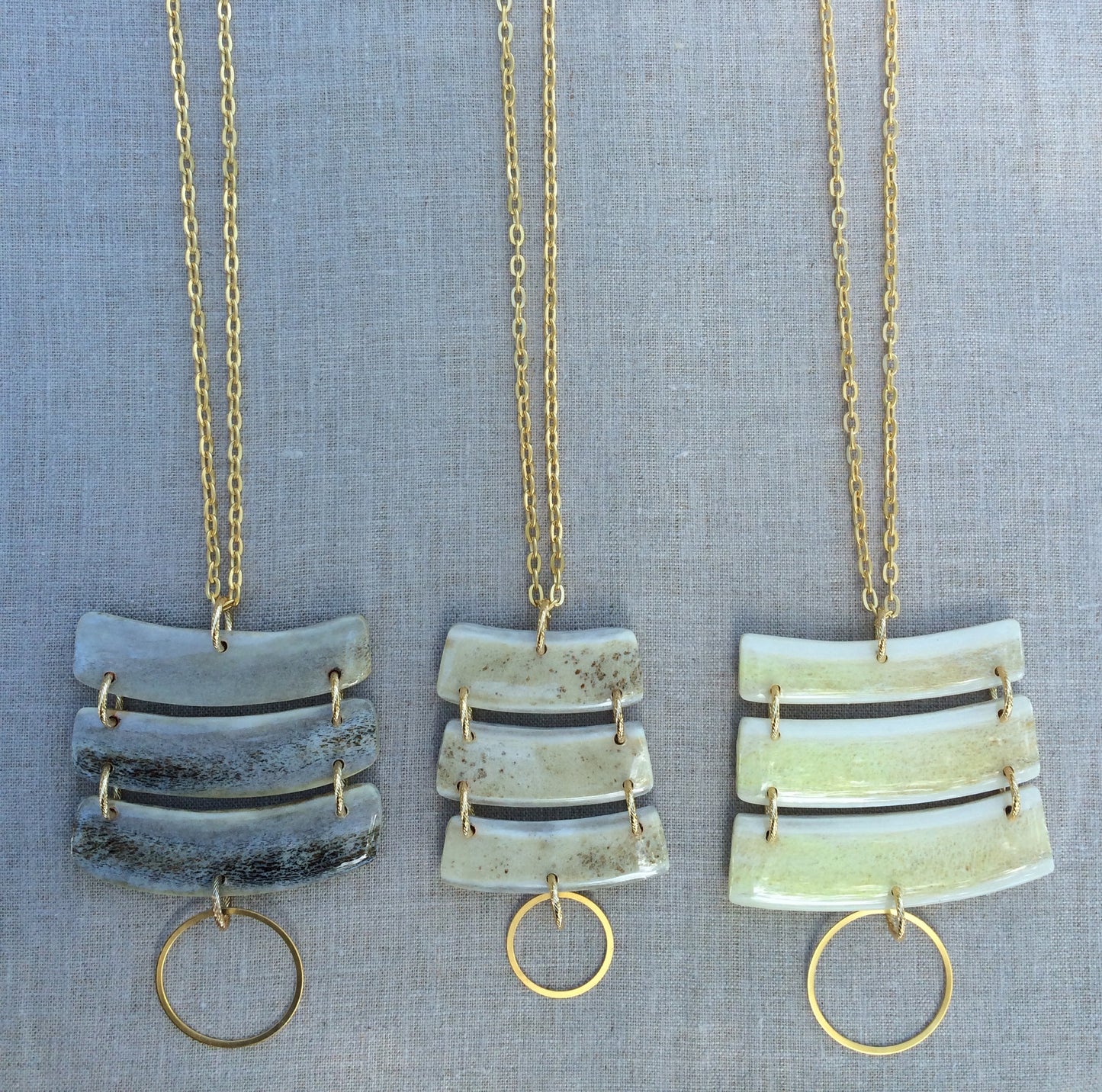 Muley Slice Necklace with Gold Circle